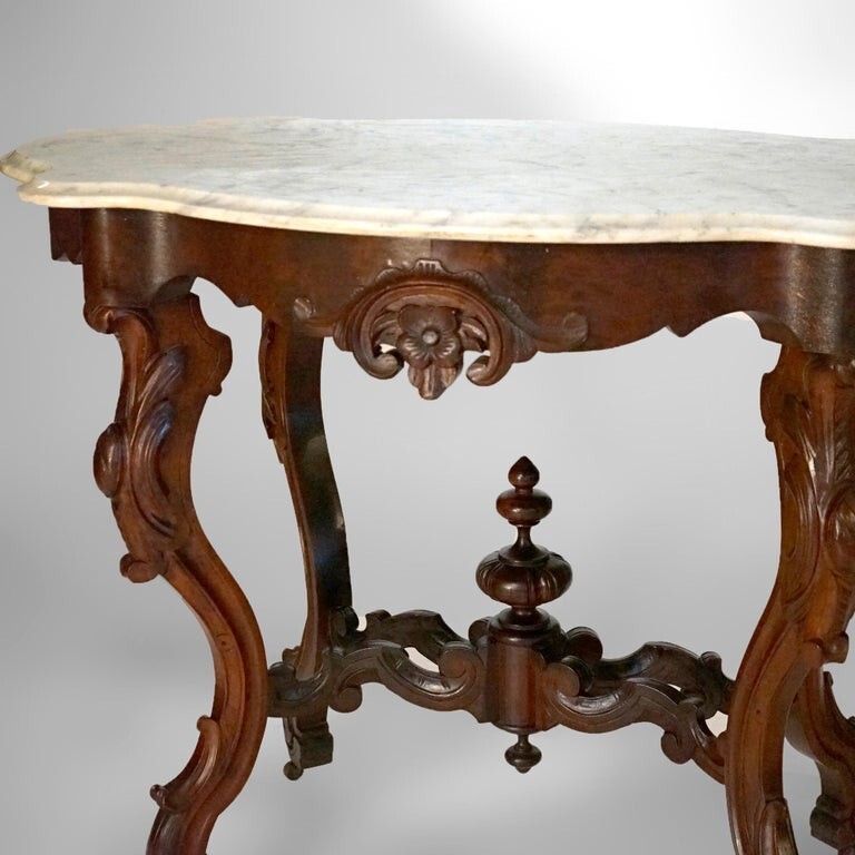 Renaissance Revival Walnut, Rosewood & Marble Table c1890 gallery
