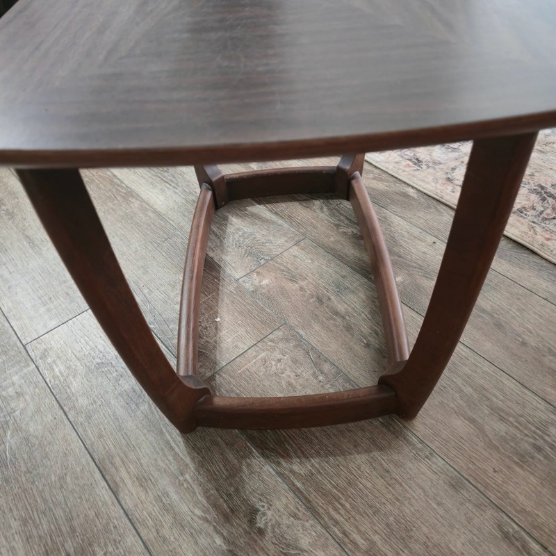 Mid Century Modern MCM End Table Sculpted Wood Base Laminate Top Vintage 1960s