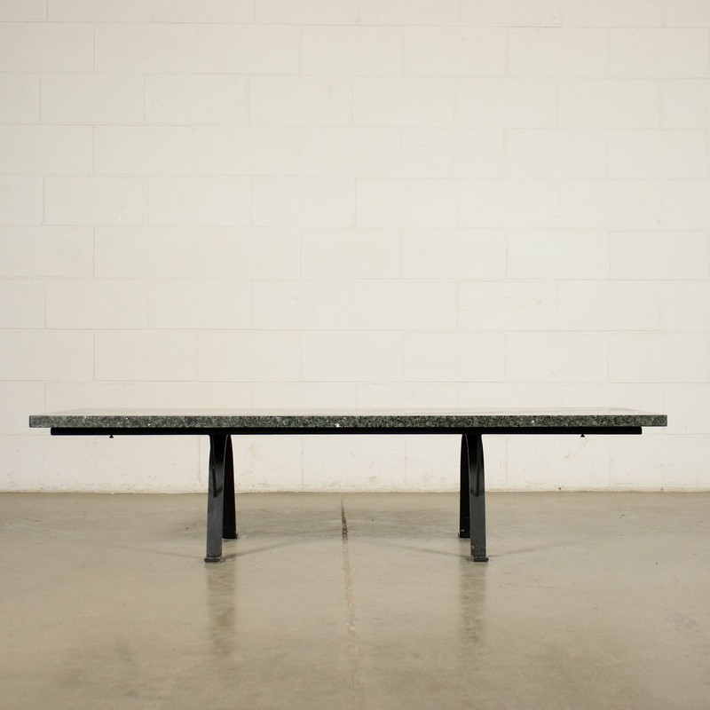 Coffee Table Metal Vintage Marble Top Italy 1970s-80s gallery