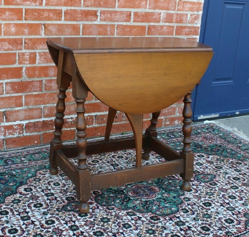 English Antique Oak Small Drop Leaf Table | Living Room Furniture gallery