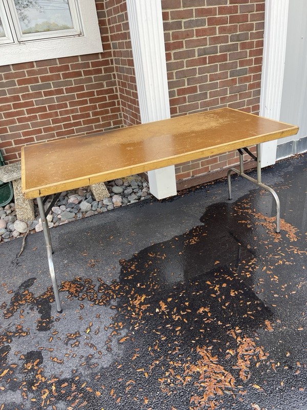 Vintage Heavy Duty Wood Folding Table Sewing Shop 60”x30” Portable Worksite
