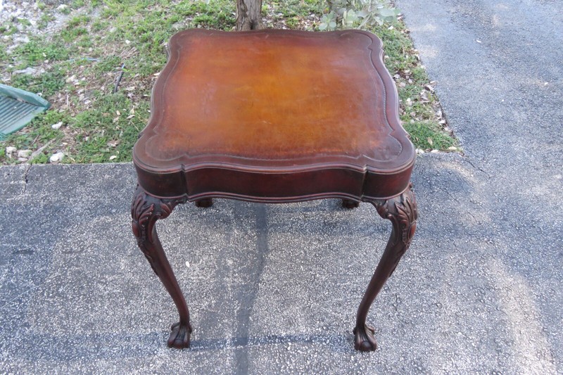 Chippendale Leather Top Mahogany Ball and Claw Feet Side Table 3448 gallery