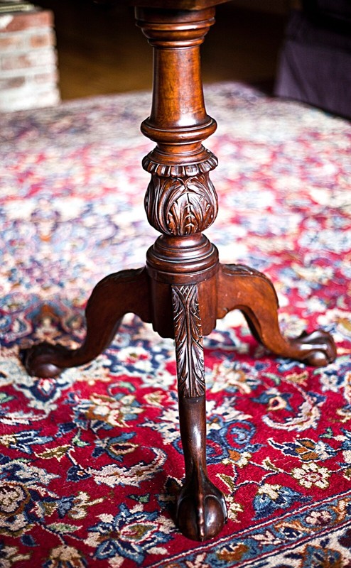 Antique George 3 Tilt Top Tea Table Chippendale Carved Ball & Claw Feet gallery