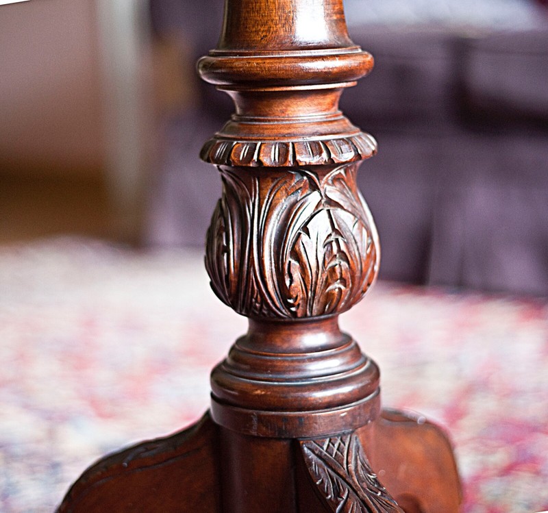Antique George 3 Tilt Top Tea Table Chippendale Carved Ball & Claw Feet gallery