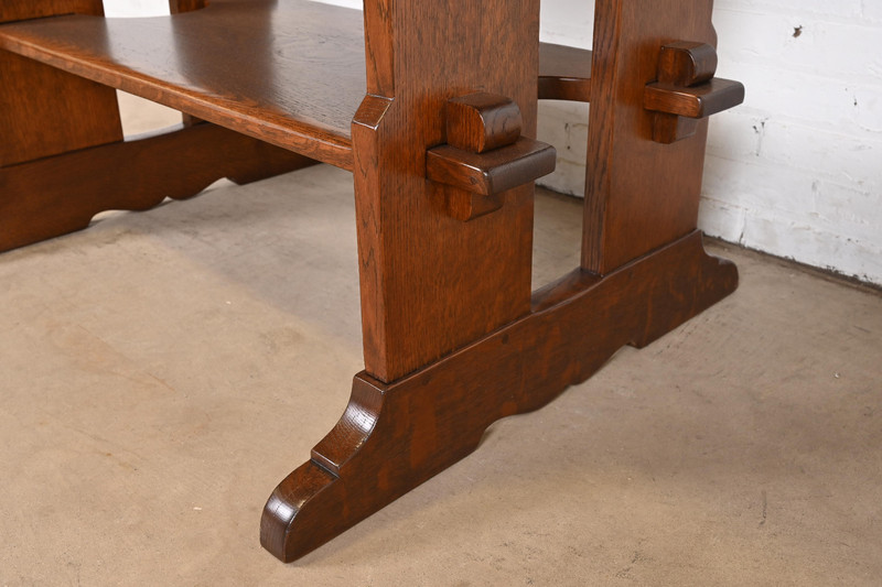 Gustav Stickley Mission Oak Arts & Crafts Trestle Library Table or Writing Desk gallery