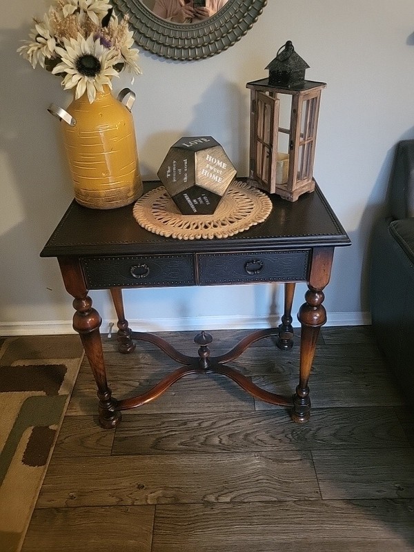 Antique Theodore Alexander Table, William And Mary Armory gallery