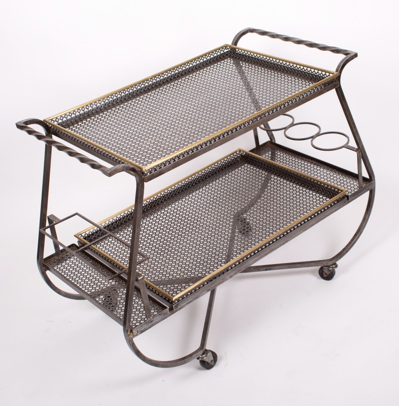 FRENCH MODERNIST serving table MATEGOT Mid century curved legs gallery