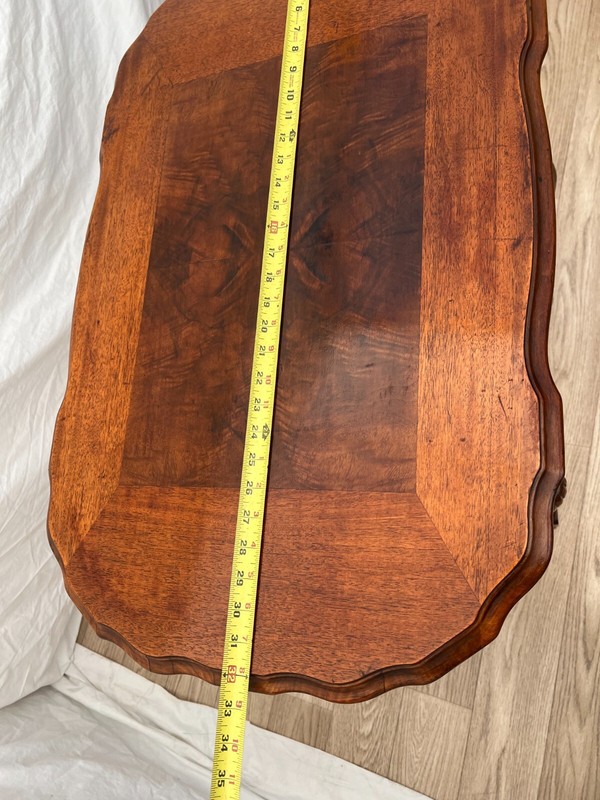 Rare Italian Victorian Parlor Table Six Legs Rectangular shape Burled Mahogany gallery