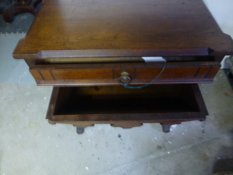 VIVTORIAN EASTLAKE WALNUT POT BELLY WORK SEWING TABLE c1870 gallery