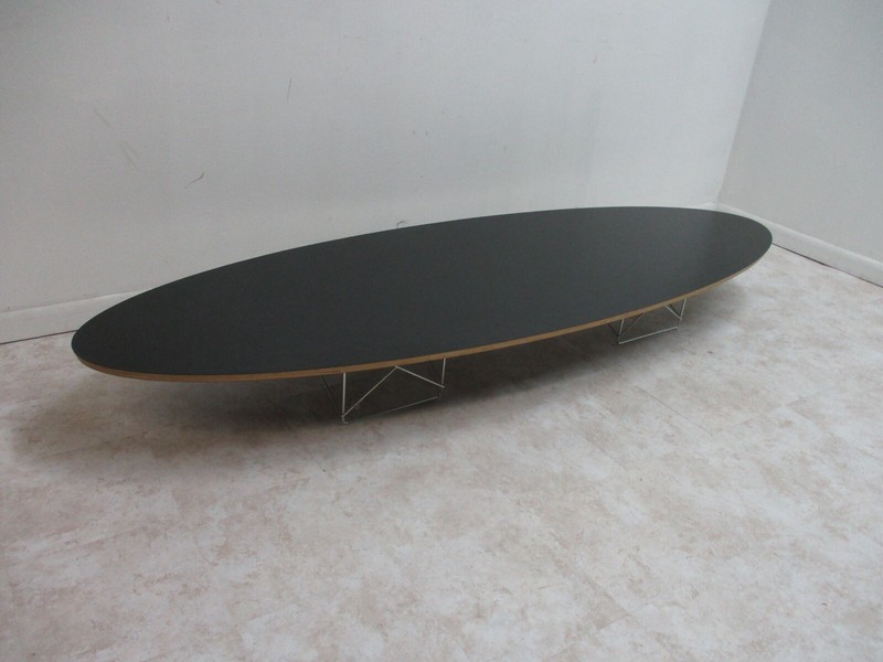 Vintage Eames Herman Miller Wire Base Elliptical Surfboard Coffee Table gallery
