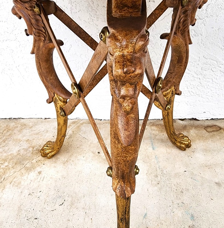 Gueridon Table Patinated and Gilt-Bronze with Marble Top gallery