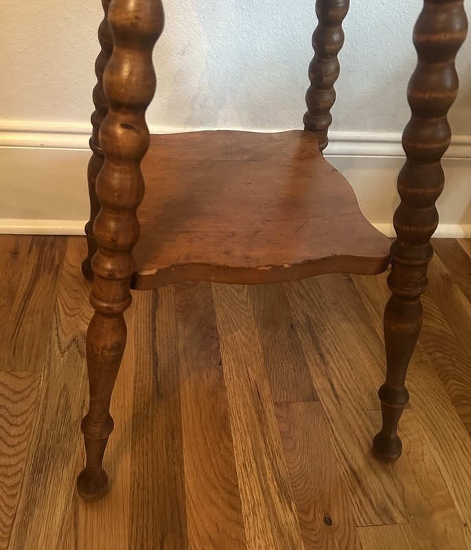 Antique English Victorian Bobbin Leg Barley Twist Oak Parlor Accent Plant Table gallery