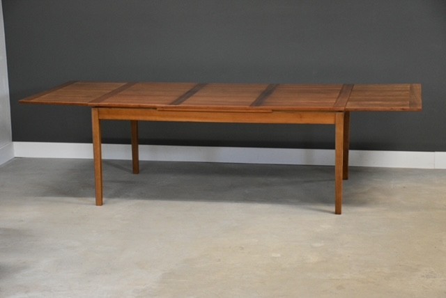Refinished 72”-111” Danish Modern Cherry Draw Leaf Dining Table gallery