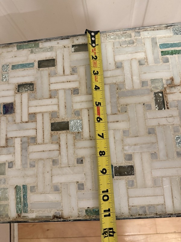 Vintage MCM Style Mosaic GLASS TILE TABLE Wrought Iron Mid Century Modern gallery