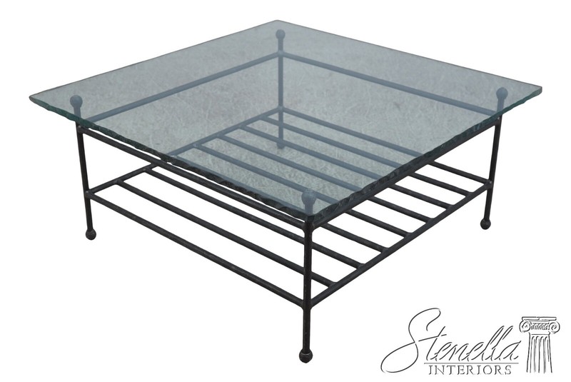68722: CHARLESTON FORGE Glass Top Iron Base Coffee Table