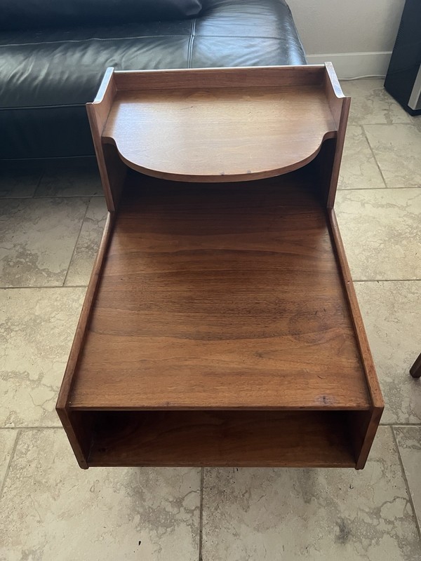 MCM Drexel Declaration Stepped Side Table – Kipp Stewart Walnut End Table 1962