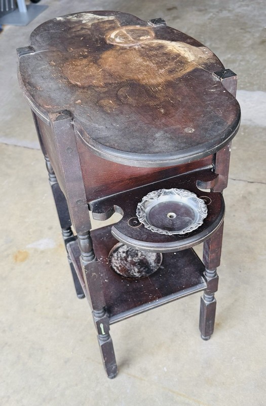 Early 1900s H.T. Cushman Mfg. #244 Smokers Table 20.5 W x 26 H x 12 D -No Stands gallery