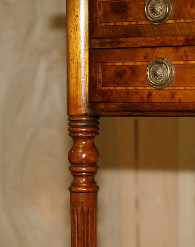 EXQUISITE CIRCA 1920 BURR ELM & SATINWOOD FRENCH POLISHED RESTORED CONSOLE TABLE gallery