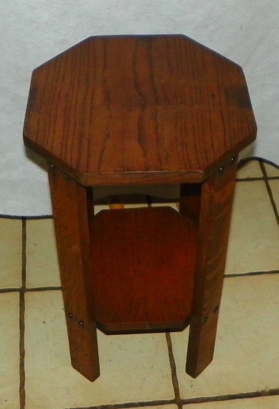Solid Oak Plant Stand / Side Table with Secondary Shelf (PS76)