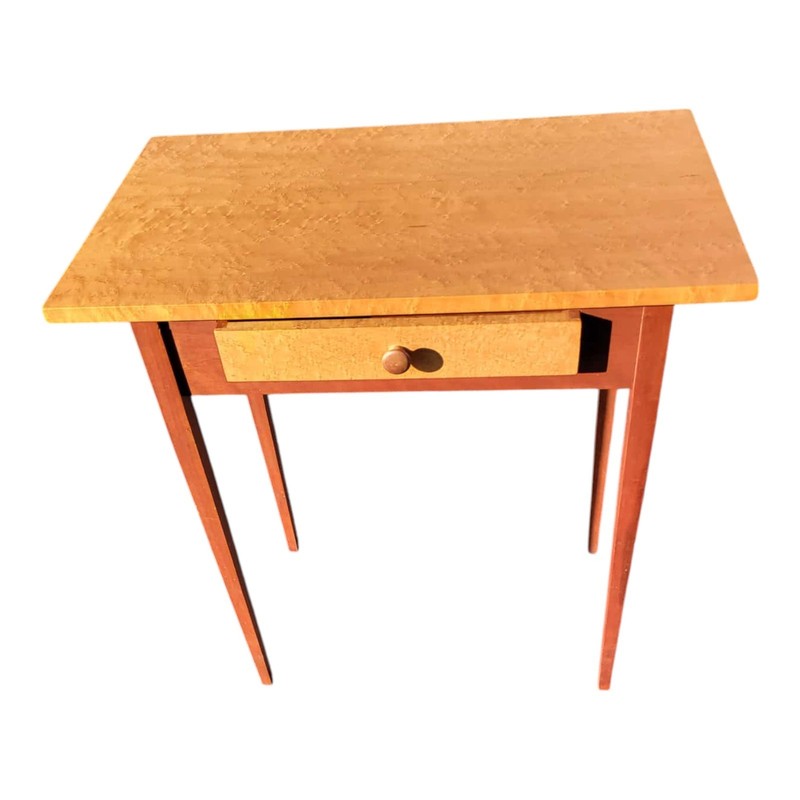 Vintage 1970s Birdseye Maple Shaker style Hall Table w/ Drawer – Solid Wood gallery