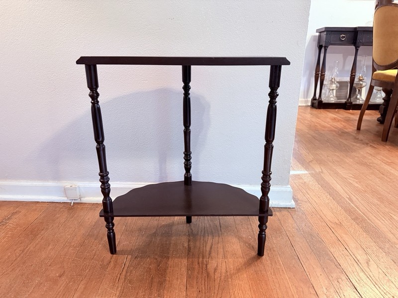 Rare Refinished Vintage Double Shelf Demilune Half Moon Entry or Hall Table gallery