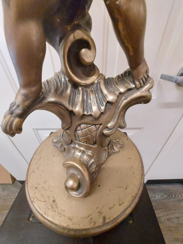 Sale Half Of Price ANTIQUE ITALIAN GOLD GILT PUTTI PEDESTAL TABLE STAND gallery