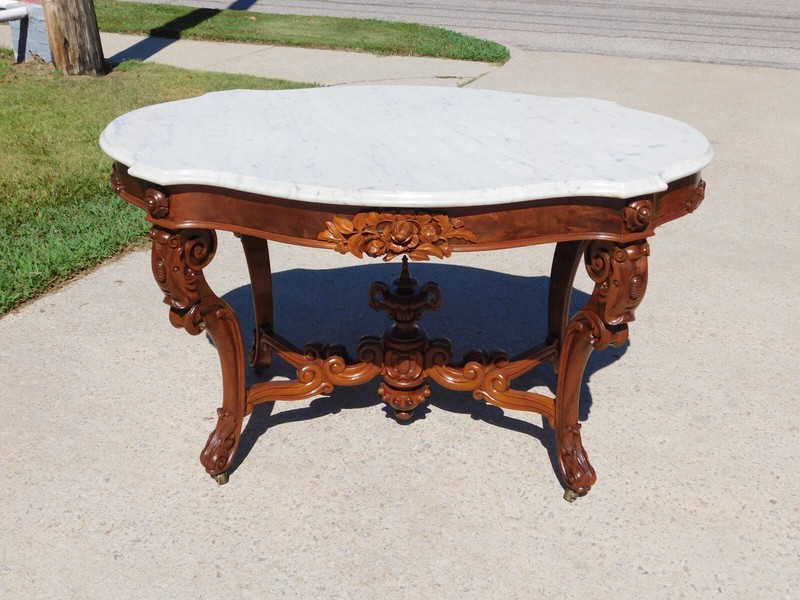 Stunning Walnut Victorian Marble Top Table