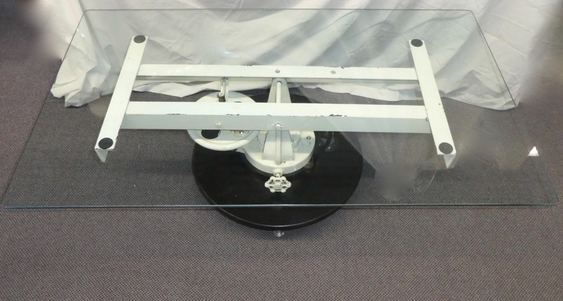 Embalming Table Repurposed with Glass Top. Metal Base Gothic.18"H x 54"W x 32"D gallery