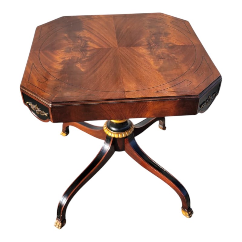 19th C Flame Mahogany Regency Side Table Center Table by Wyman Furniture