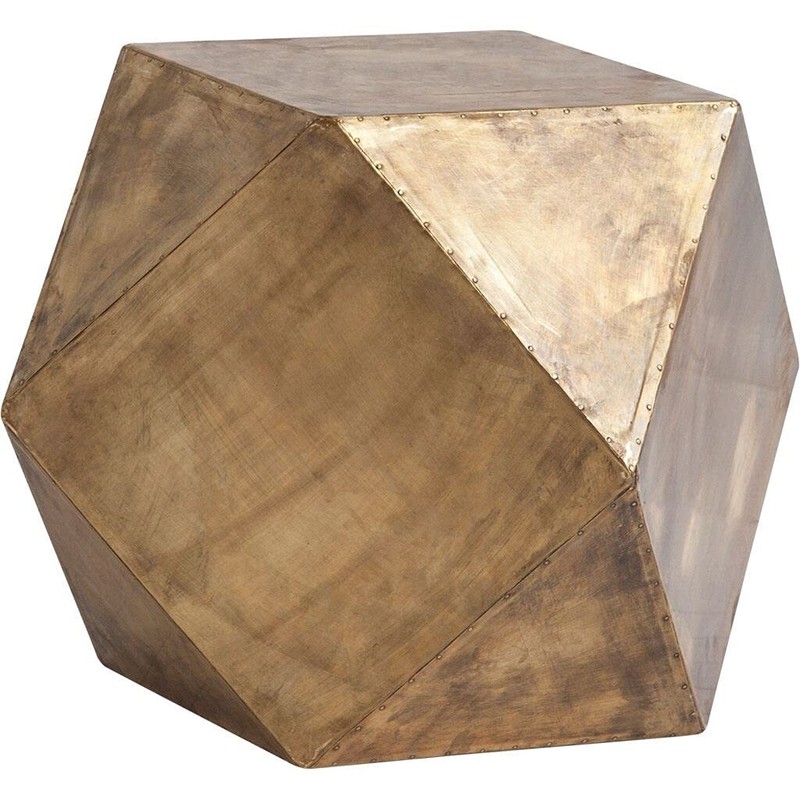 19 Brass Hexagonal End Table With Square Top