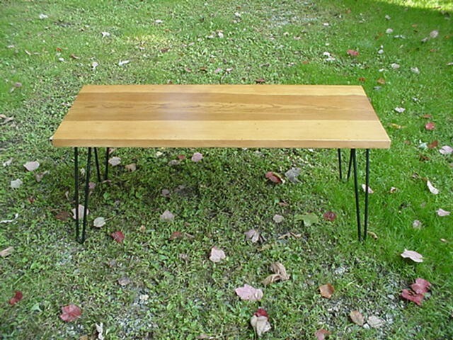 Mid Century Modern COFFEE TABLE – PINE “Heartwood”/Wrought Iron-VINTAGE(Not New)