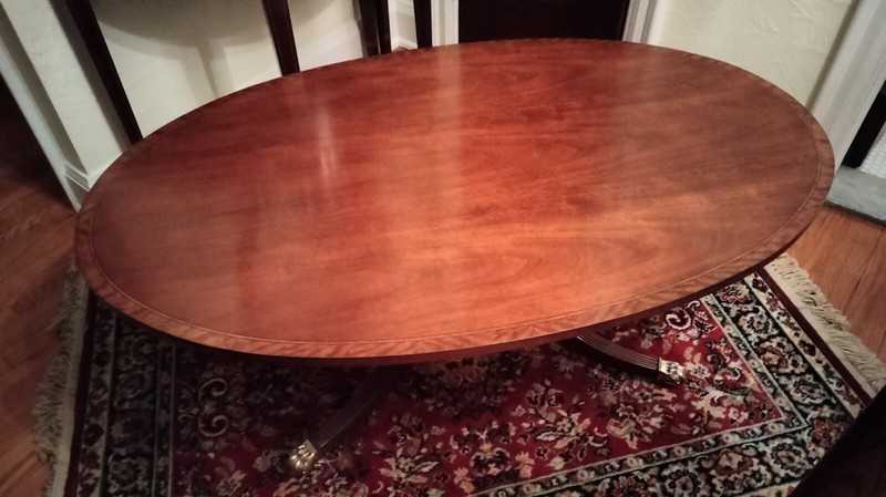 Council Oval Banded Mahogany Coffee Table