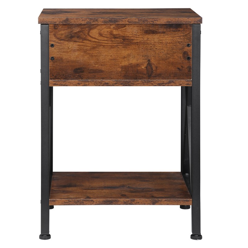 21.5" Wood Accent End Table With Storage Drawer for Living Room 2 Set of, Brown gallery