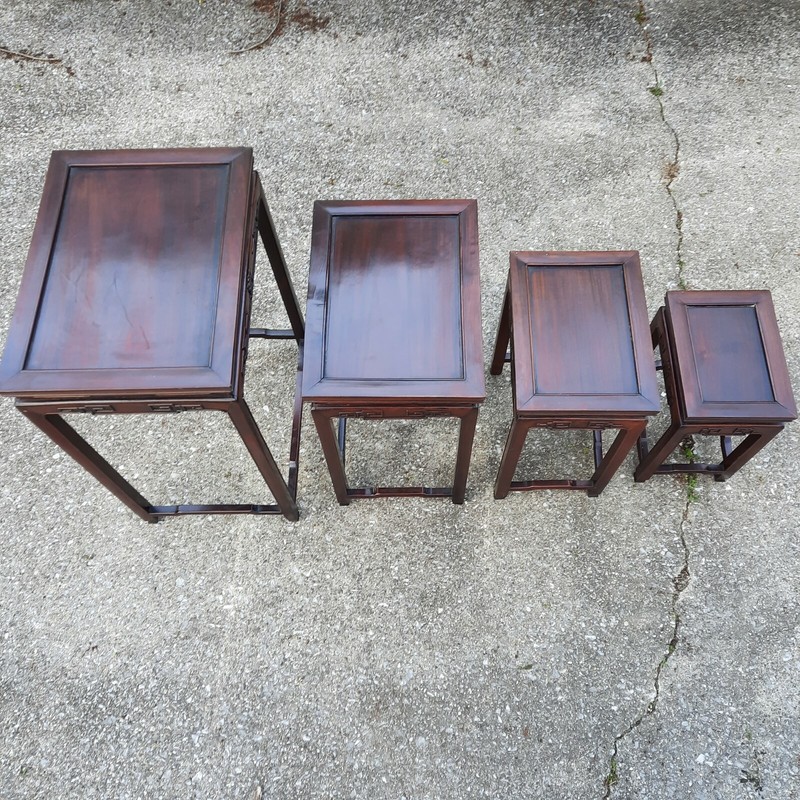 Vintage Rosewood Asian Nesting Tables Set of 4 gallery