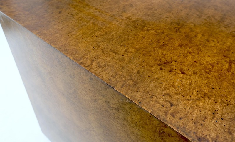 Patinated Copper Cube Shape Large Pedestal Occasional Table Stand Custom Mint gallery