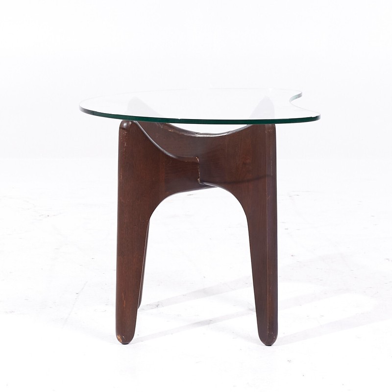 Adrian Pearsall Mid Century Walnut and Glass Side Tables - Pair gallery