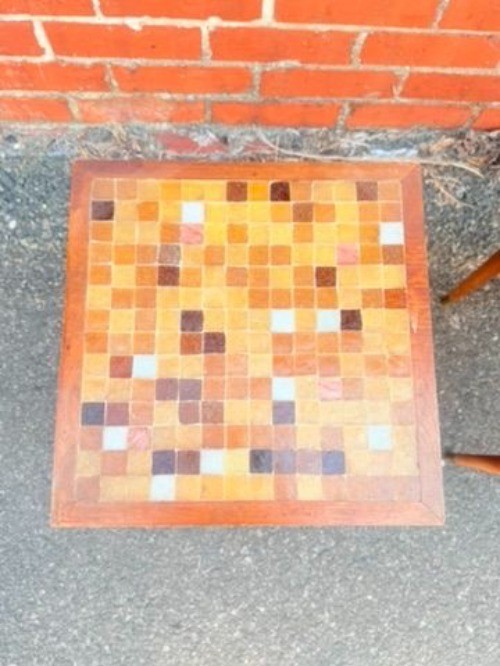 Stacking Side End Occassional Tables Mid Century MCM Tiled Brown Pair Set 2 Uniq gallery