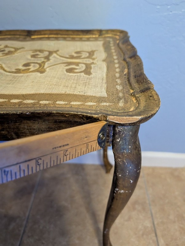 Vintage Florentine Gold White 2 Nesting Tables Floral Pattern Ornate Resin gallery