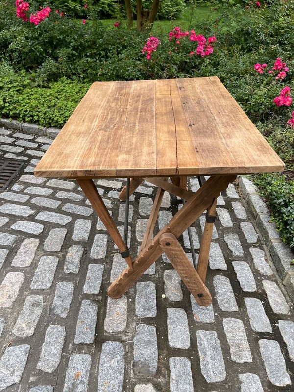 Adjustable Reclaimed Oak And Iron Drafting Table gallery