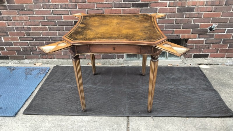 Hand Tooled Leather Top Gaming Table