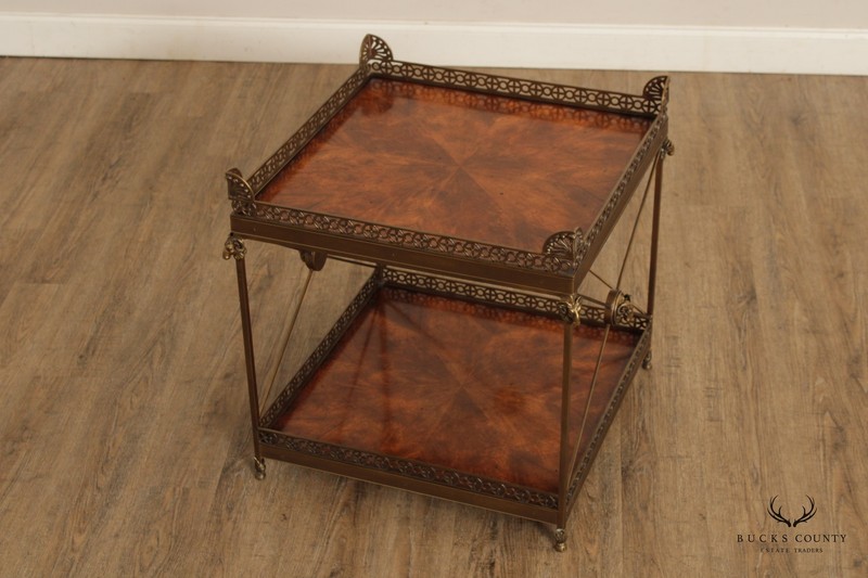 THEODORE ALEXANDER 'ALTHORP' REGENCY STYLE MAHOGANY AND BRASS 2 TIER SIDE TABLE gallery
