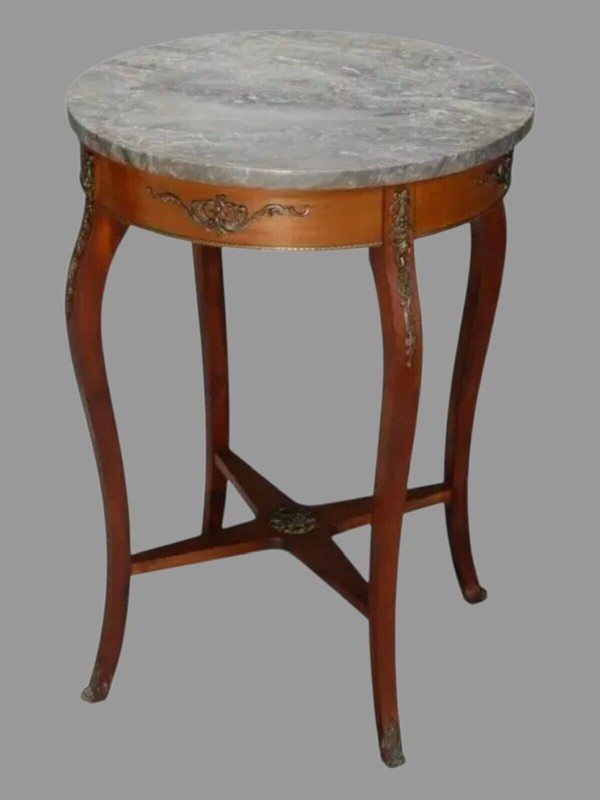 Antique Victorian Marble Top Parlor Table Stand With Bronze Ormolu Decoration gallery