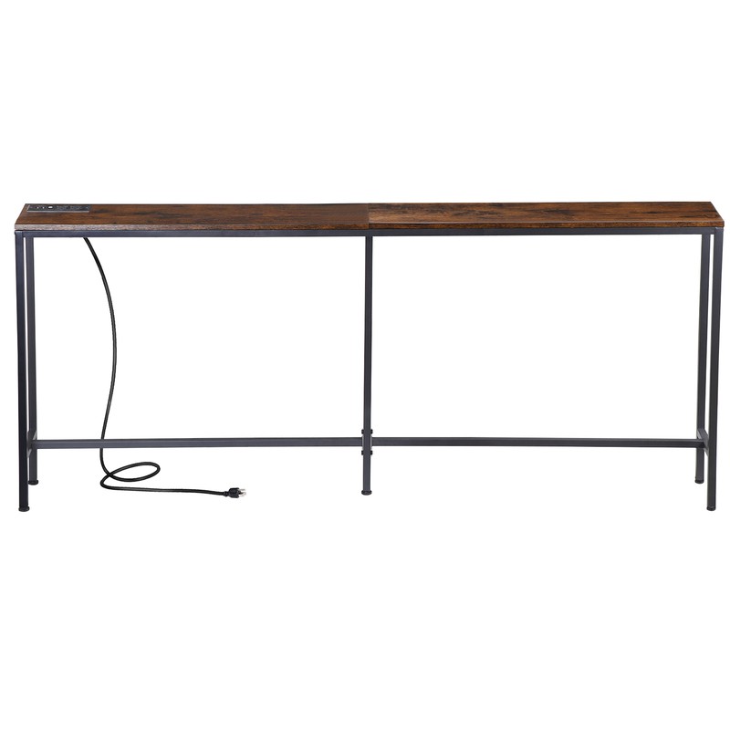 70″ Entryway Console Table w/ Charge Station Narrow Sofa Table for Living Room