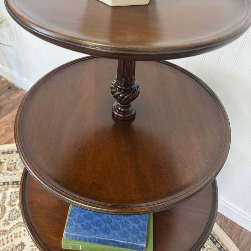 Antique 3-Tier Rotating Pedestal Table — Hathaway’s New York gallery