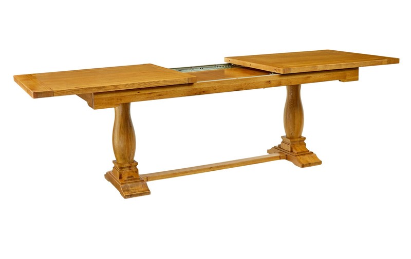 ENGLISH MADE SOLID OAK EXTENDING DINING TABLE gallery