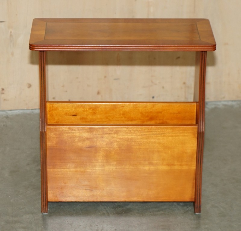 VINTAGE CIRCA 1960'S MID CENTURY MODER WALNUT & BURR YEW WOOD MAGAZINE RACK gallery