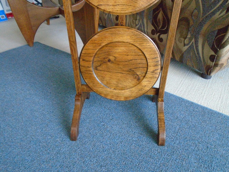 ANTIQUE ENGLISH OAK 3 TIER FOLDING CAKE STAND DISPLAY STAND NICE!!! gallery