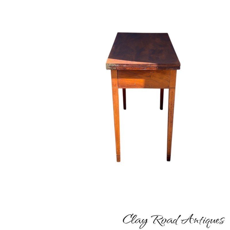 antique federal walnut inlaid card game console table 1810 Pa 1 drawer gallery