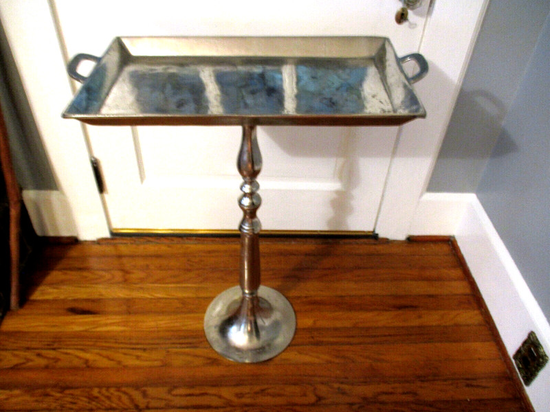 Fabulous! French 33″ Standing Butlers Cocktail Serving Table, Handles Aluminum