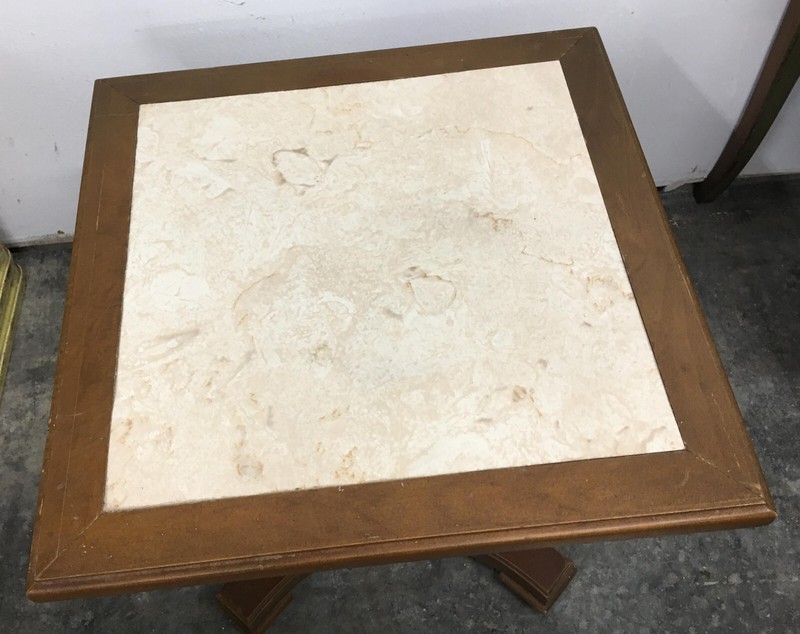 Mid Century Modern Faux Marble Top Mersman Side Table end square vintage gallery